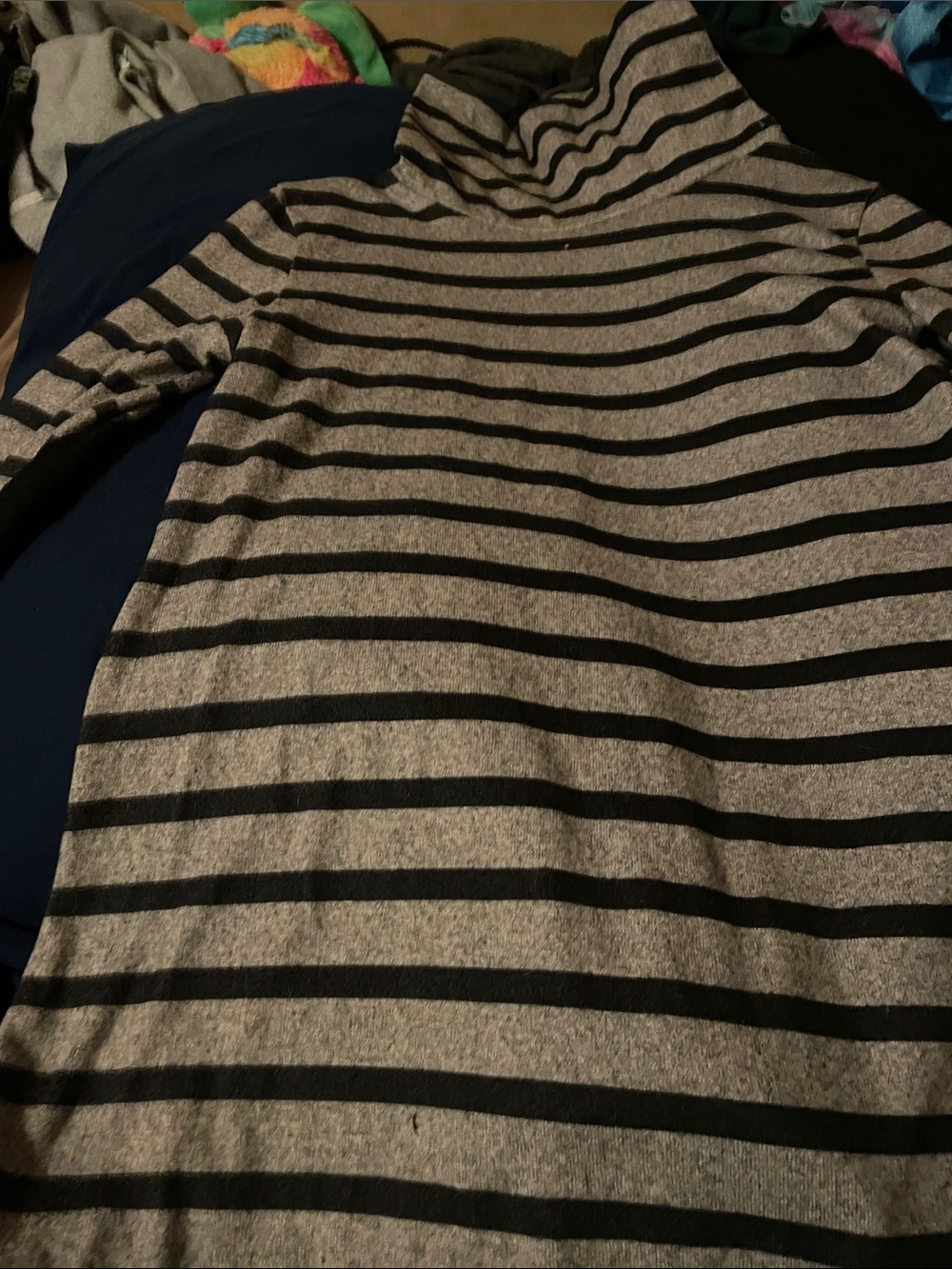 Men's Striped Turtleneck Sweater - Gray & Black